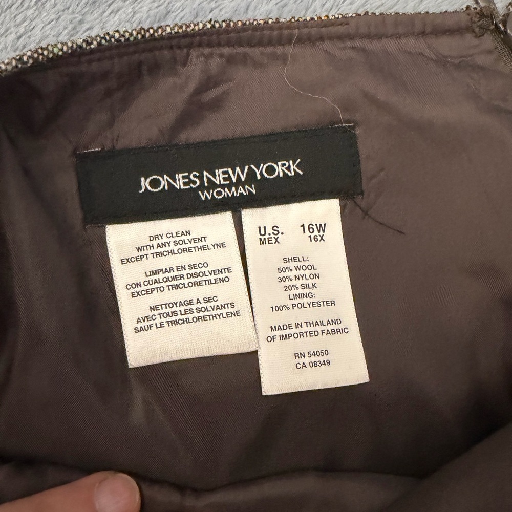 Vintage Jones New York Wool Silk Blend A-Line Midi Skirt Gray 16W - Picture 5 of 6
